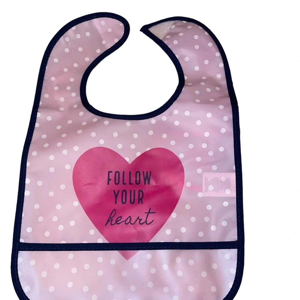 HB Set Of 3 Bibs Wipeable Plastic Owl Theme 9”x8” Pink